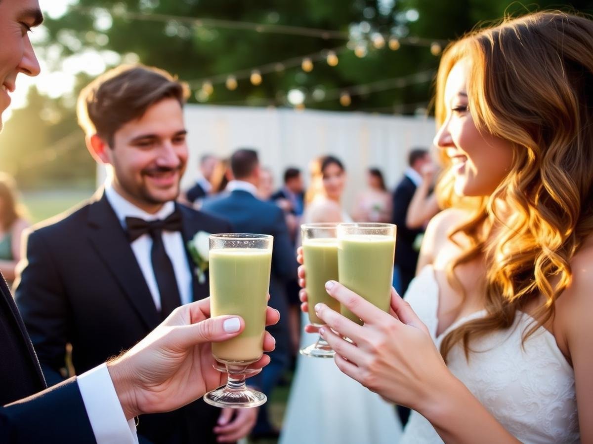 Brindis con matcha en boda